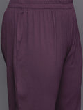 Varanga Women Plus Size Mauve Shirt Collar Neck A-Line Kurta Paired With Tonal Bottom