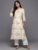 Varanga Women Beige Shibori Straight Kurta With Embroidered Neckline
