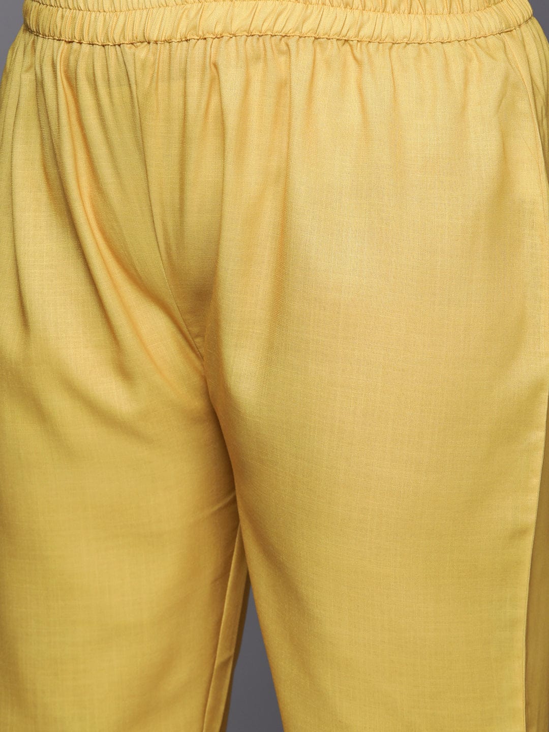 varanga women plus size yellow embroidered striped kurta with trousers dupatta