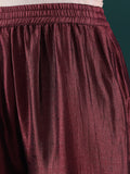 Varanga Women Burgundy Zari Embroidered Kurta With Bottom And Dupatta