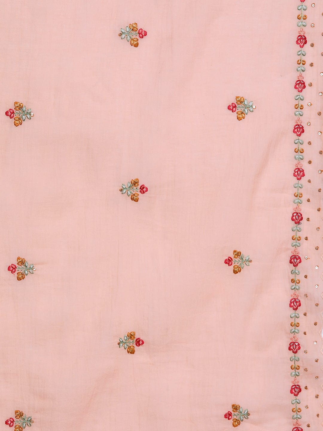 Varanga Women Floral Embroidered Sequinned Pure Cotton Kurta with Trousers & Dupatta