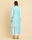 Varanga Women  Blue Chikankari Kurta Attached With Skirt