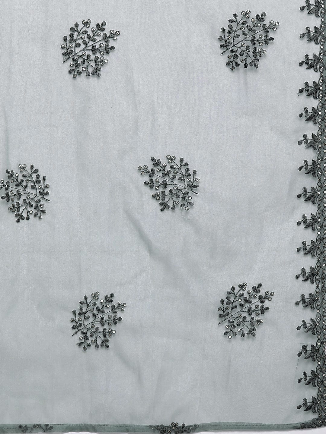 Varanga Women Green Floral Printed  Straight Kurta Paired With Tonal Bottom And  Tonal Organza Embroidered Dupatta