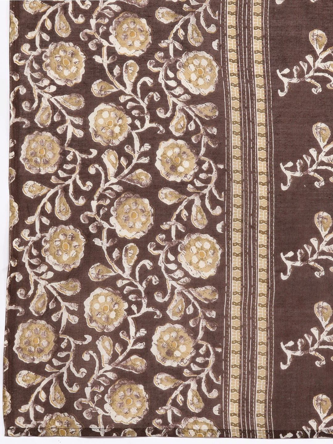 Varanga Women Brown Floral Printed Kurta Paired With Bottom & Dupatta