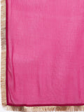 Varanga Women Fuchsia Zari Embroidered Kurta Paired With Bottom And Dupatta