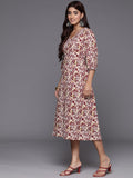 Varanga Women Maroon Floral Printed Midi Dress