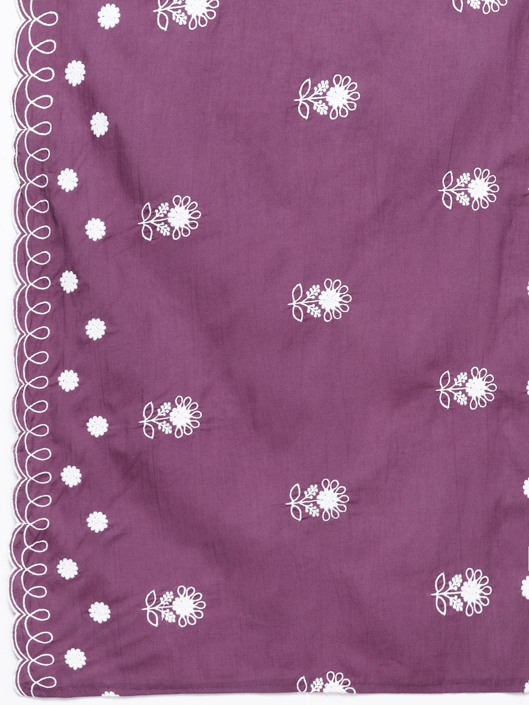 Varanga Women Purple Thread Embroidered Kurta With Tonal Bottom And Dupatta
