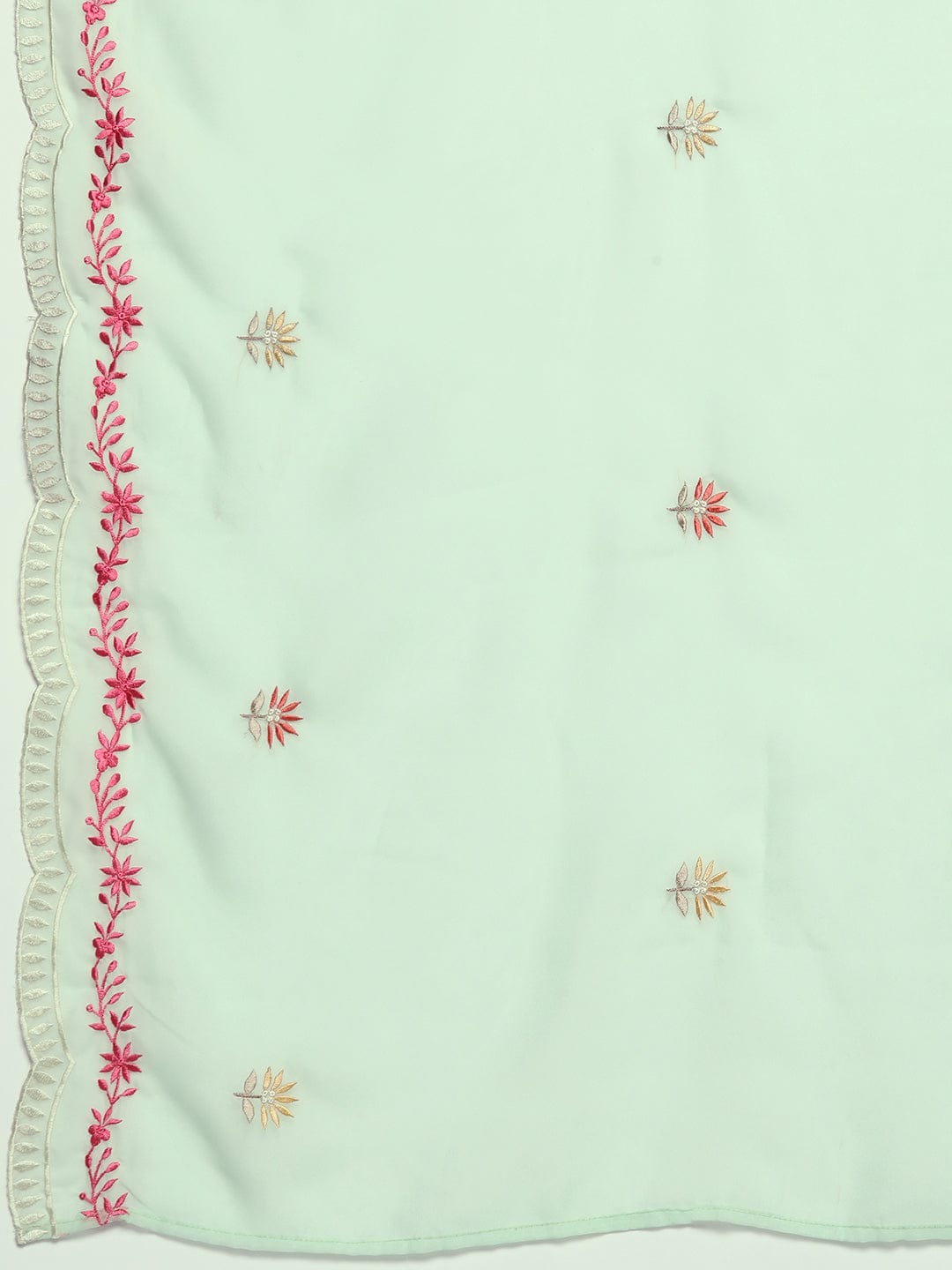 Varanga Women Sea Green Thread Embroidered Kurta With Bottom And Dupatta