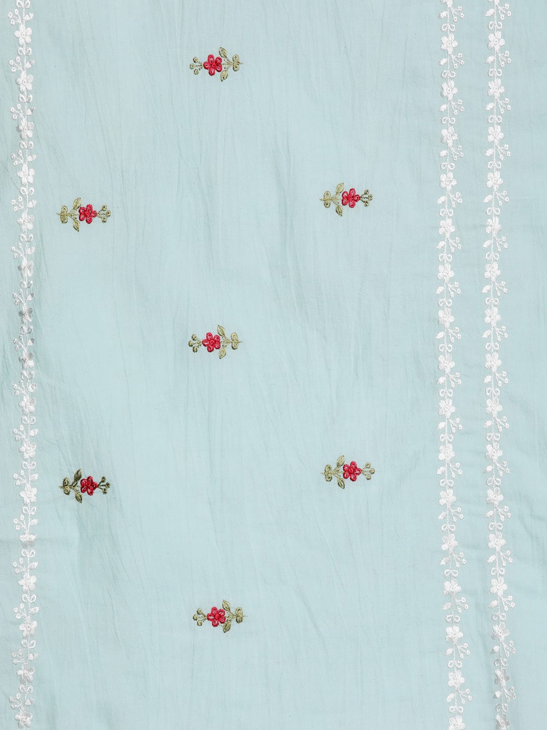 Varanga Floral Embroidered Thread Work Pure Cotton Kurta with Trousers & Dupatta