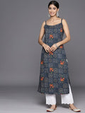 Varanga Women Navy Blue & Off White Bandhani Printed Sleeveless Indigo Kurta