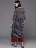 Varanga Women Blue And Maroon Bandez Printed Anarkali Kurta