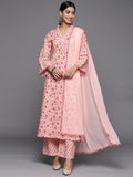 Varanga Women V Neck Collar Kurta Paired With Tonal Dupatta And Tonal Bottom.