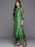 Varanga Women Green Ethnic Printed Straight Kurta With Bottom And Dupatta