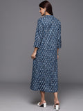 Varanga Women Blue Ethnic Motif Printed A-Line Dress