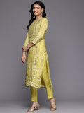 Varanga Women Lime Green Mirror And Gota Hand Embellished Kurta Set With Dupatta