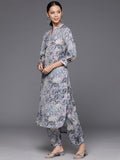 Varanga Women Lavender Printed Straight Kurta With Tonal Bottom