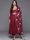 Varanga Women Embroidered Thread Work Anarkali Kurta with Trousers & With Dupatta