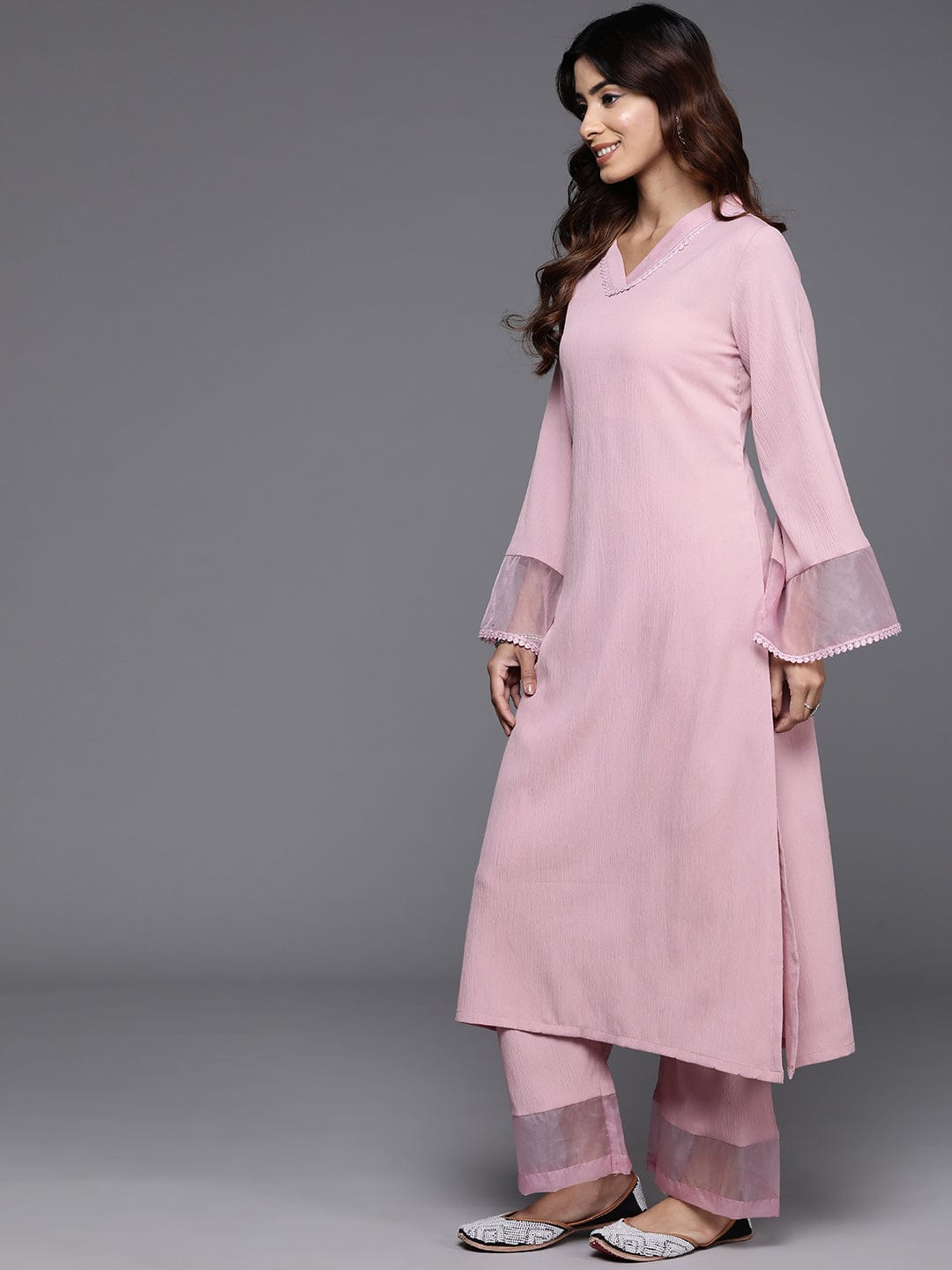 Varanga Women Regular Silk Crepe Kurta with Palazzos