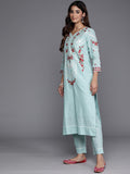 Varanga Floral Embroidered Thread Work Pure Cotton Kurta with Trousers & Dupatta