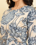 varanga women blue floral printed anarkali kurta