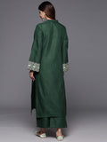 Varanga Women Green Embroidered  Long & Flared Sleeves Kurta With Tonal Bottom