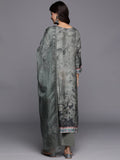 Varanga Women Green Floral Printed  Straight Kurta Paired With Tonal Bottom And  Tonal Organza Embroidered Dupatta