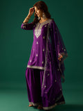 Zari Work Kurta With Sharara And Dupatta