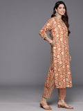 Varanga Women Rust  Floral Printed Kurta Paired With Bottom & Dupatta