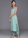 Varanga Women Sea Green Straight Kurta With Tonal Bottom And Dupatta