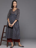 Varanga Women Blue And Maroon Bandez Printed Anarkali Kurta