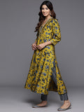 Varanga Women Floral Printed Regular Sequinned Chanderi Silk Kurta with Trousers & With Dupatta