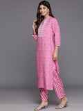Varanga Women Pink Floral Printed Kurta Paired With Bottom & Dupatta
