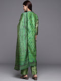Varanga Women Green Ethnic Printed Straight Kurta With Bottom And Dupatta