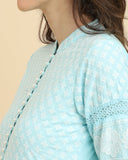 Varanga Women  Blue Chikankari Kurta Attached With Skirt