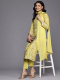 Varanga Women Lime Green Mirror And Gota Hand Embellished Kurta Set With Dupatta
