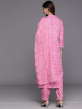 Varanga Women Pink Floral Printed Kurta Paired With Bottom & Dupatta