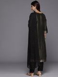 Varanga Women Black Jacquard Weave Kurta With Bottom And Dupatta