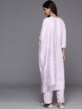 Varanga Women Lavender Thread Embroidered Kurta With Bottom And Dupatta