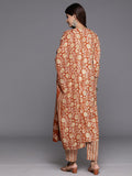 Varanga Women Rust  Floral Printed Kurta Paired With Bottom & Dupatta