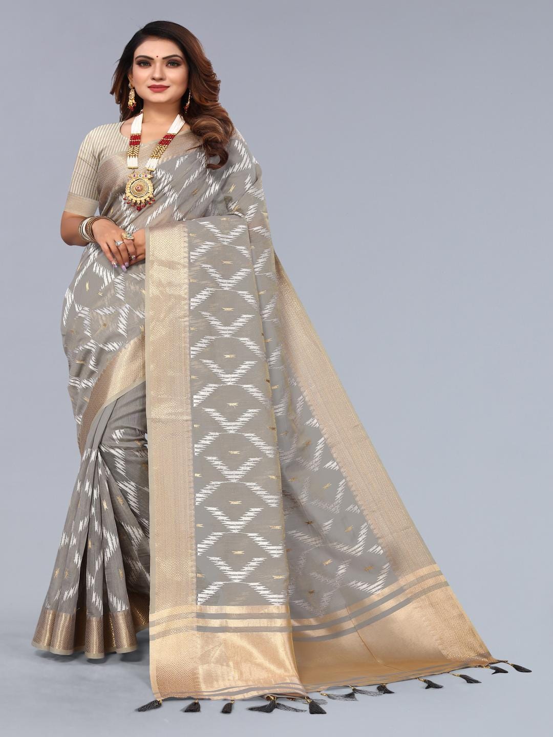 Ethnic Motifs Zari Woven Design Banarasi Saree