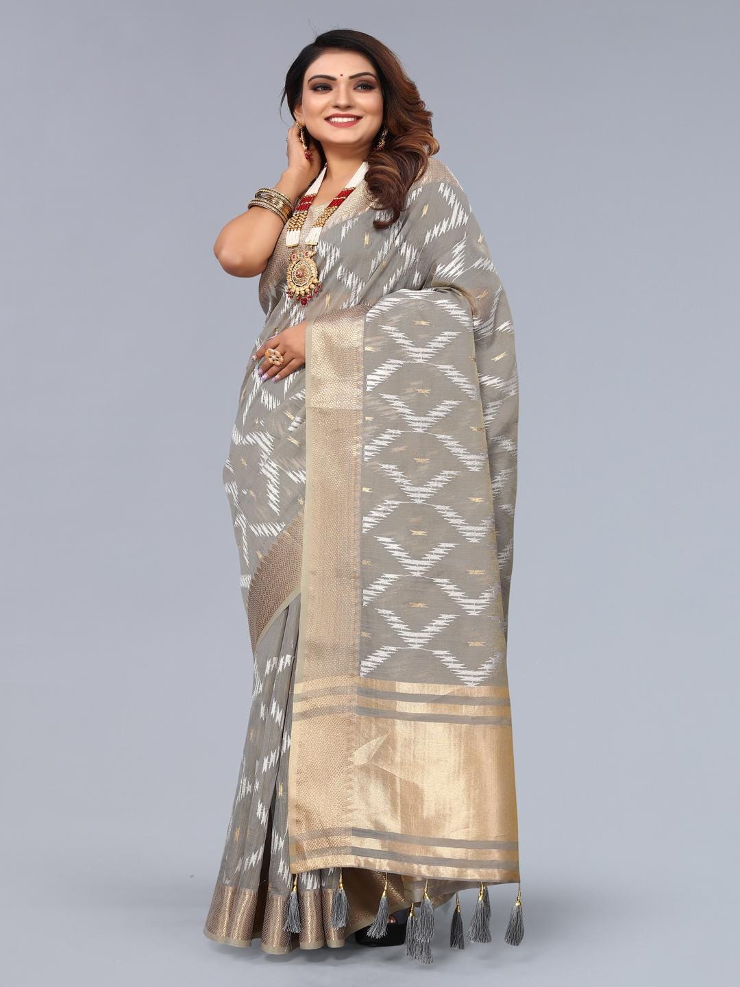 Ethnic Motifs Zari Woven Design Banarasi Saree