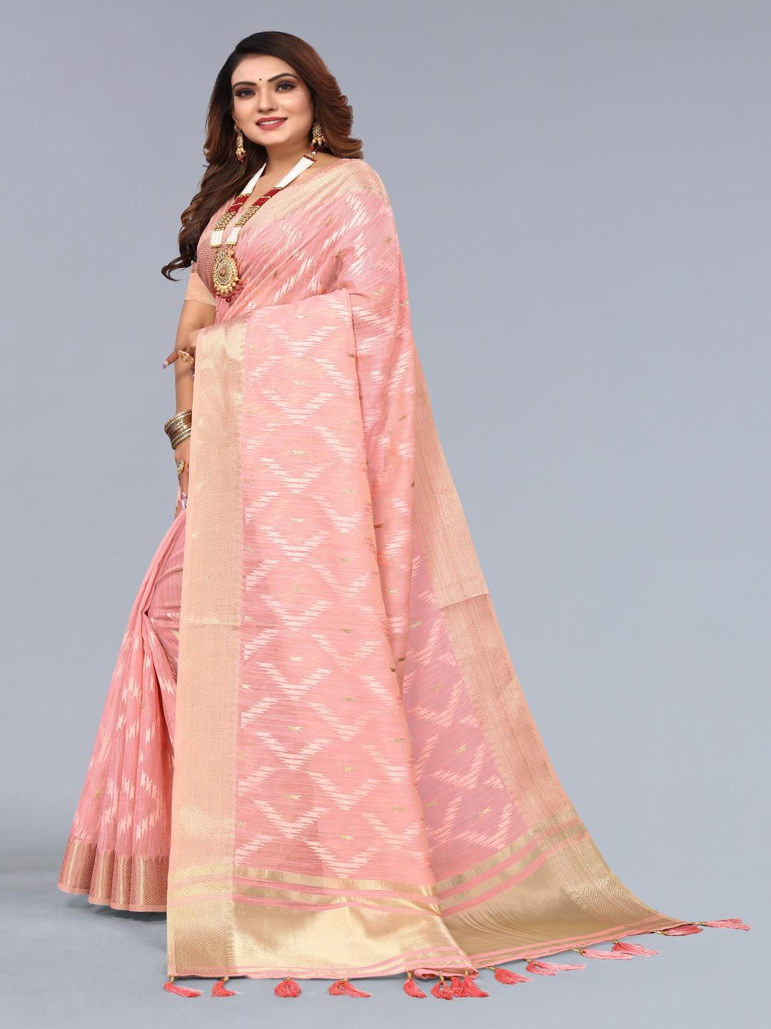 Ethnic Motifs Zari Woven Design Banarasi Saree