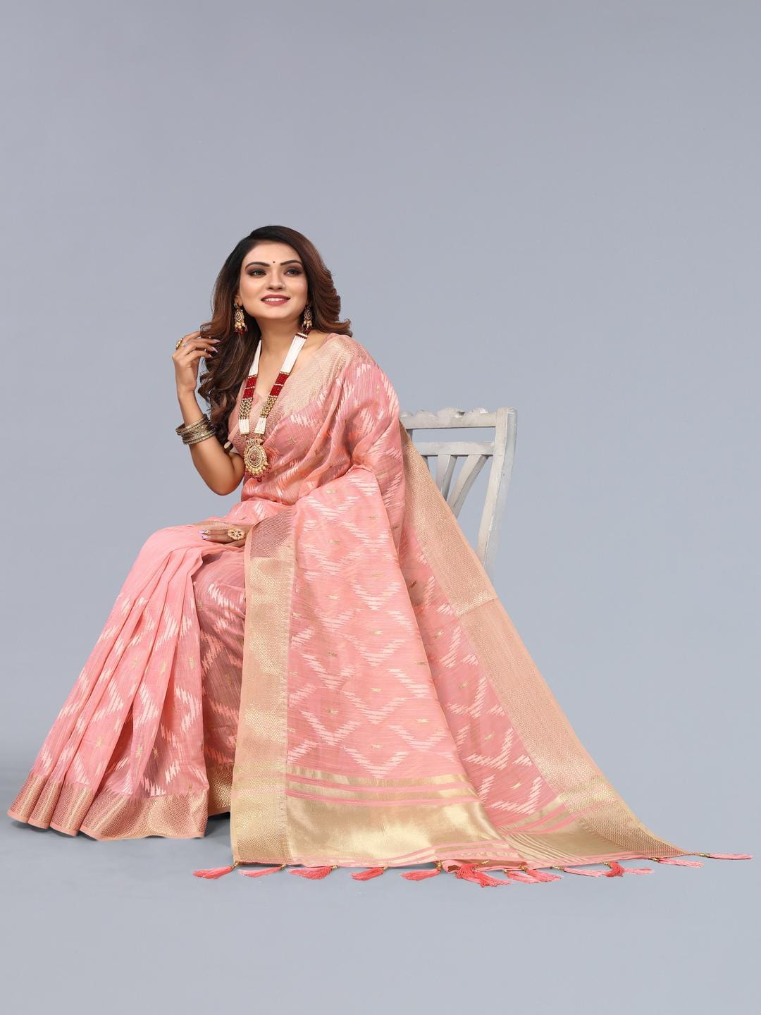 Ethnic Motifs Zari Woven Design Banarasi Saree