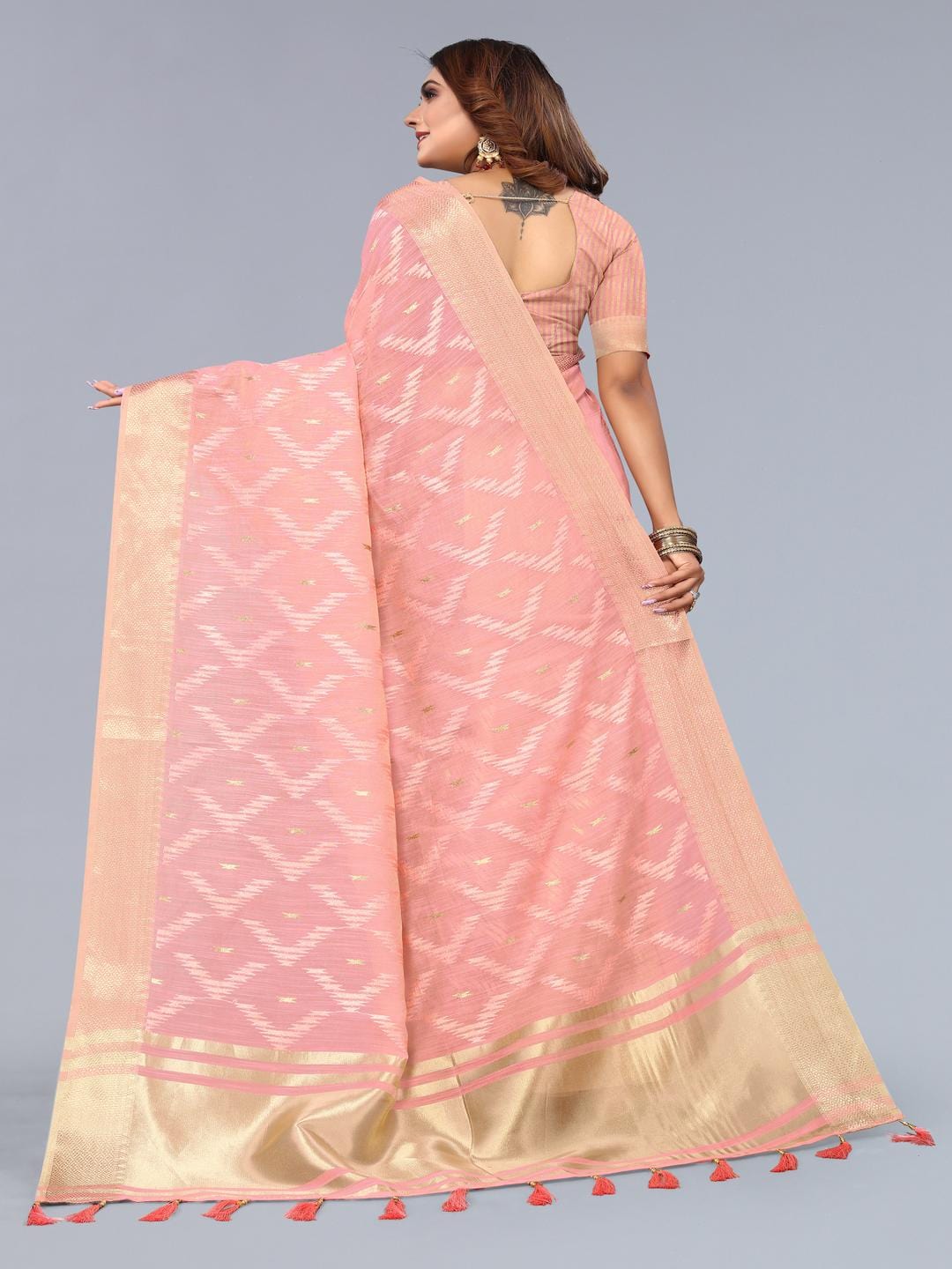 Ethnic Motifs Zari Woven Design Banarasi Saree