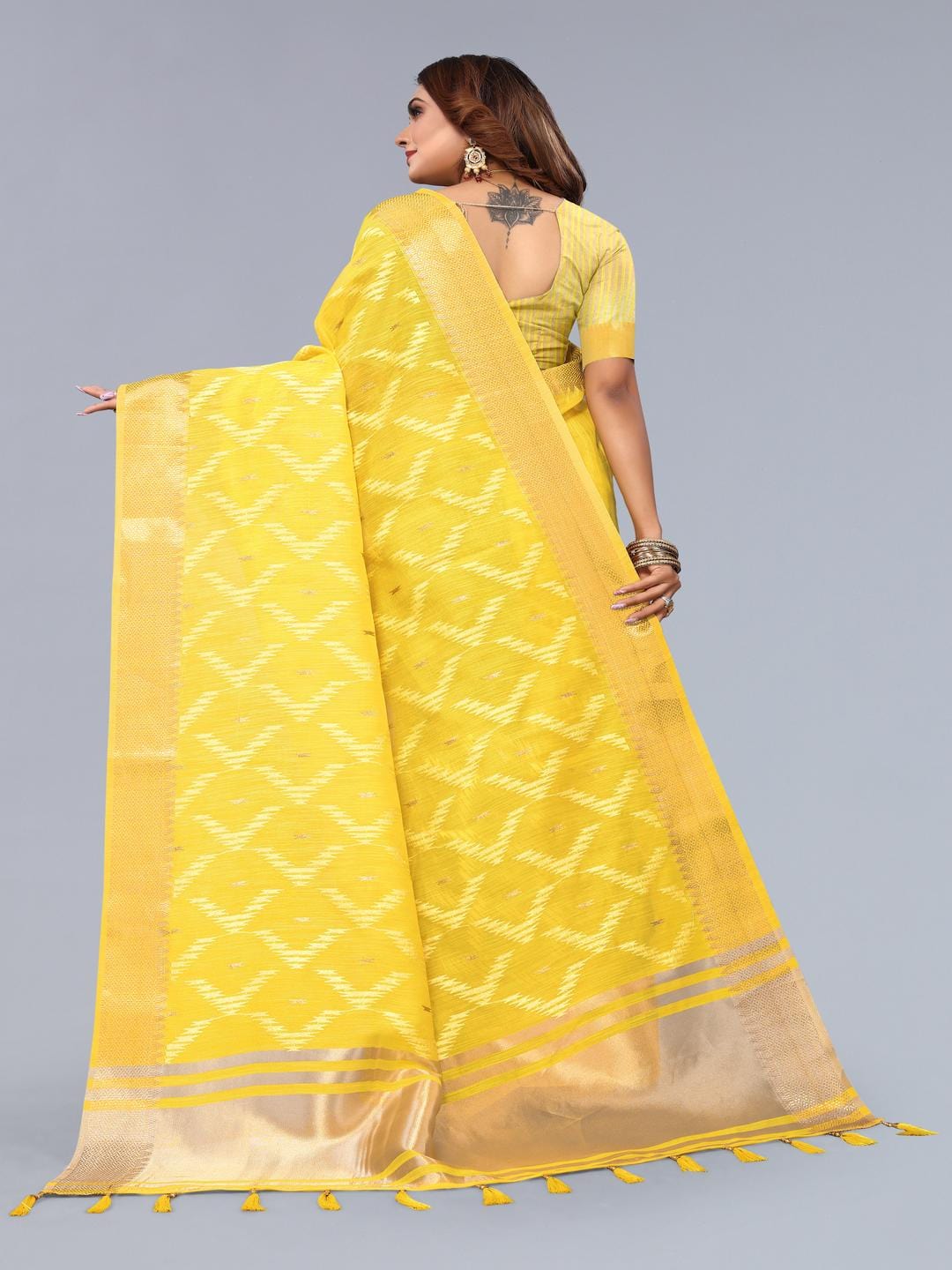 Ethnic Motifs Zari Woven Design Banarasi Saree