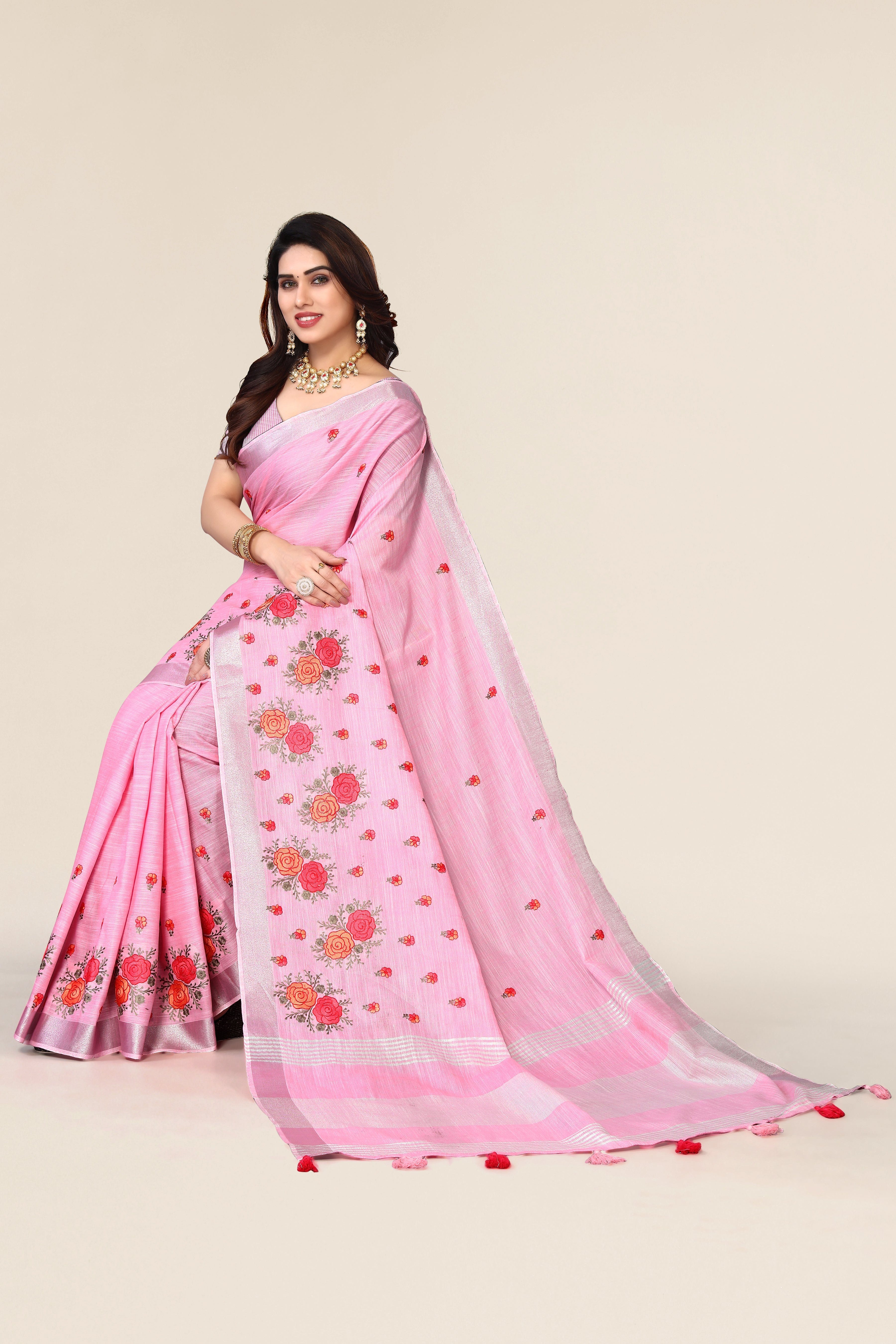 Ethnic Motifs Zari Woven Design Banarasi Saree