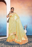 Ethnic Motifs Zari Woven Design Banarasi Saree