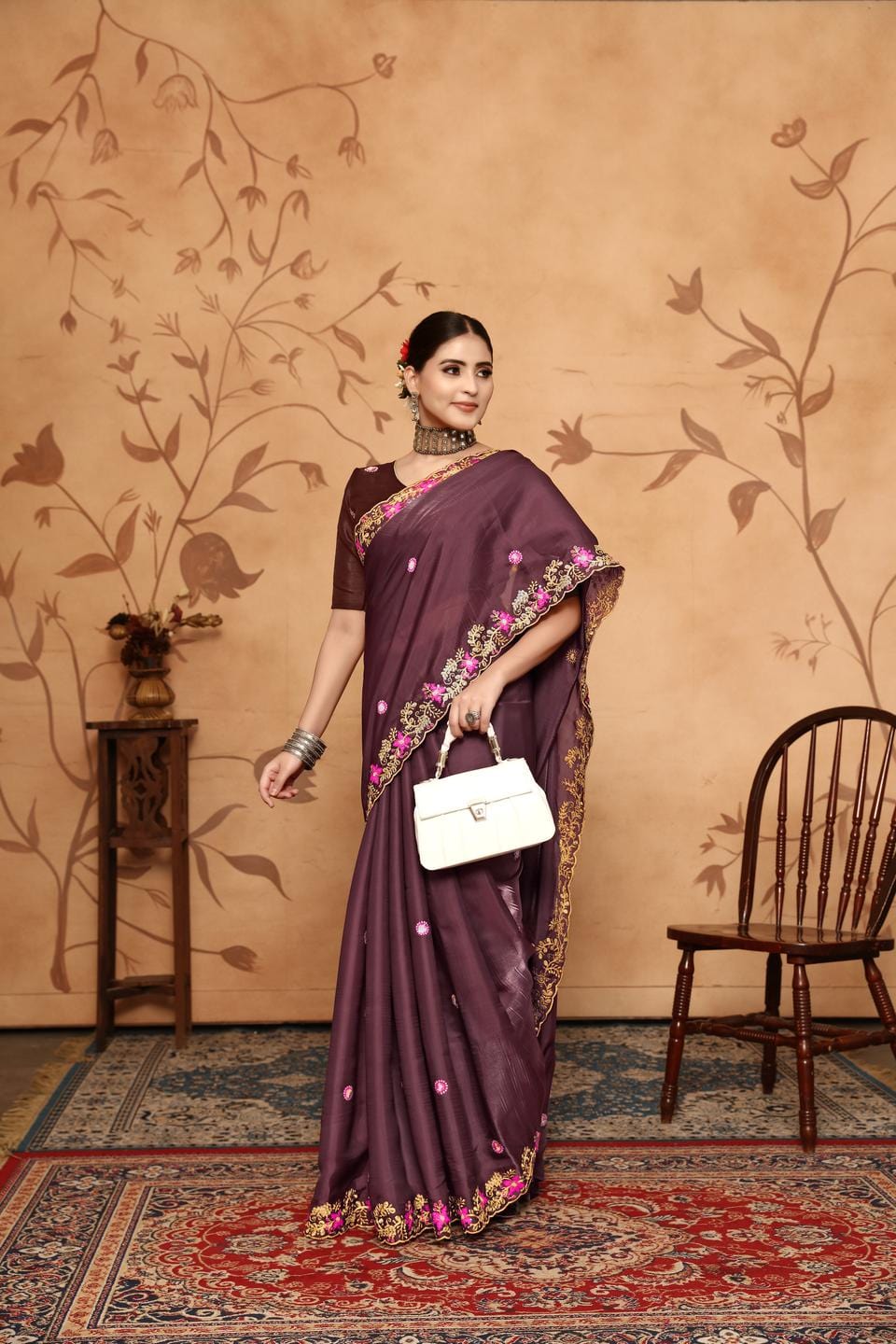 Ethnic Motifs Zari Woven Design Banarasi Saree
