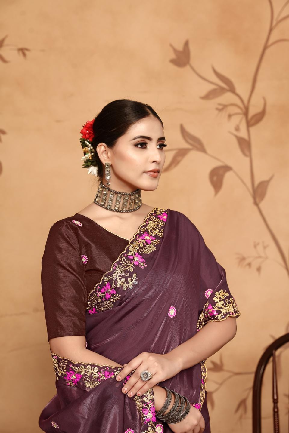 Ethnic Motifs Zari Woven Design Banarasi Saree