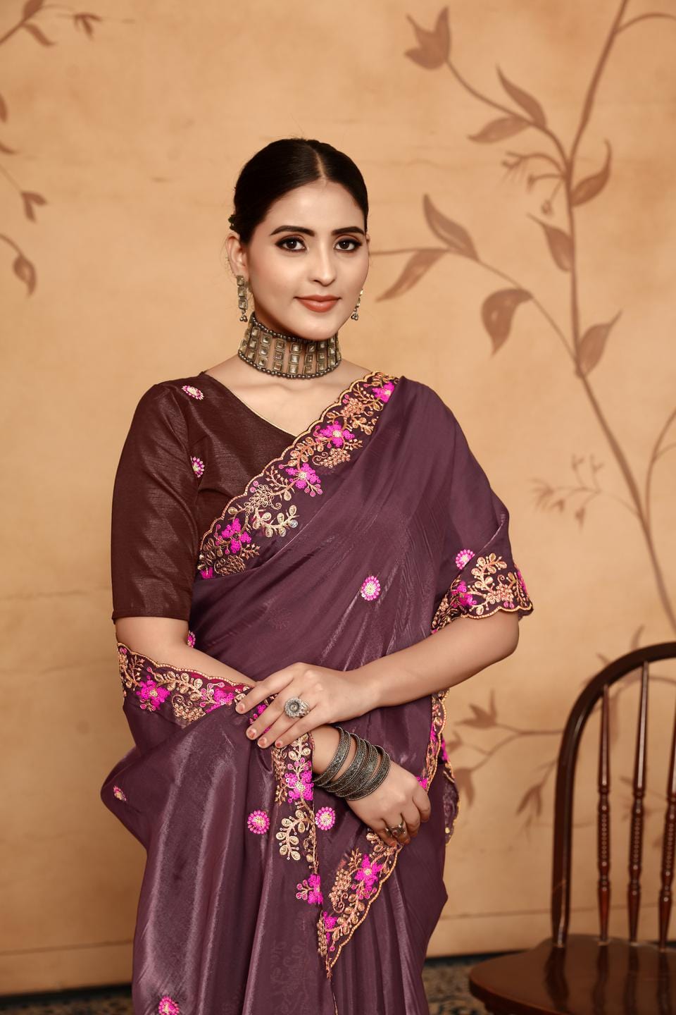 Ethnic Motifs Zari Woven Design Banarasi Saree